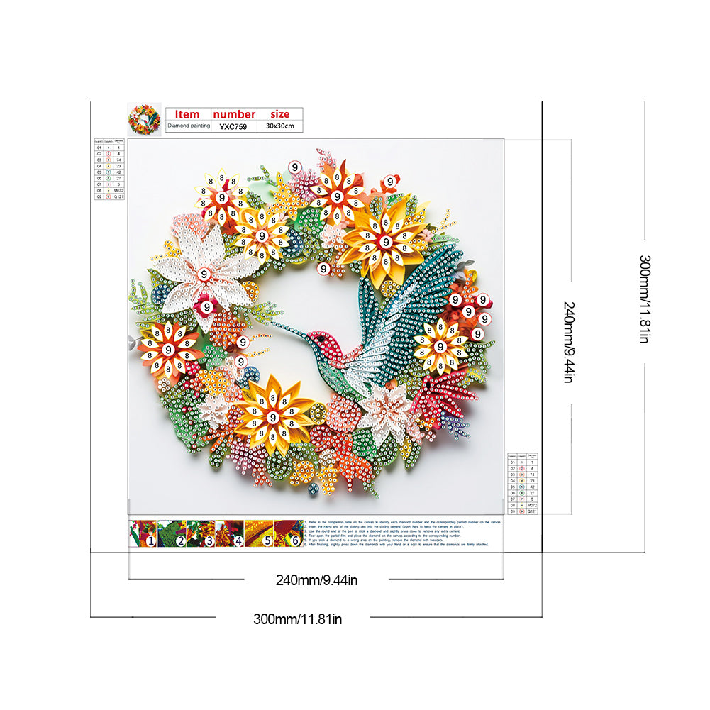 Aniaml Hummingbird Owl Peacock 30*30CM(Canvas) Special Shaped Drill Diamond Painting