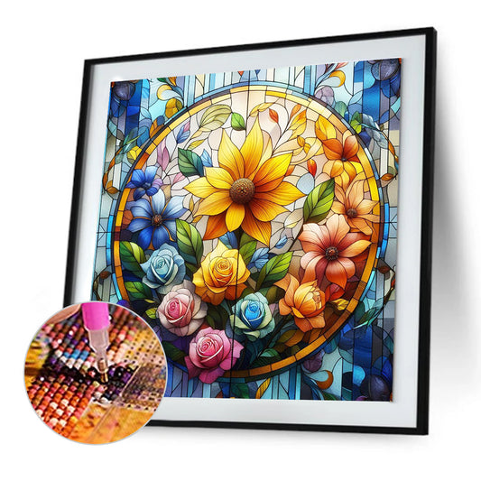 Glass Wind Flower - Full Round Drill Diamond Painting 30*30CM