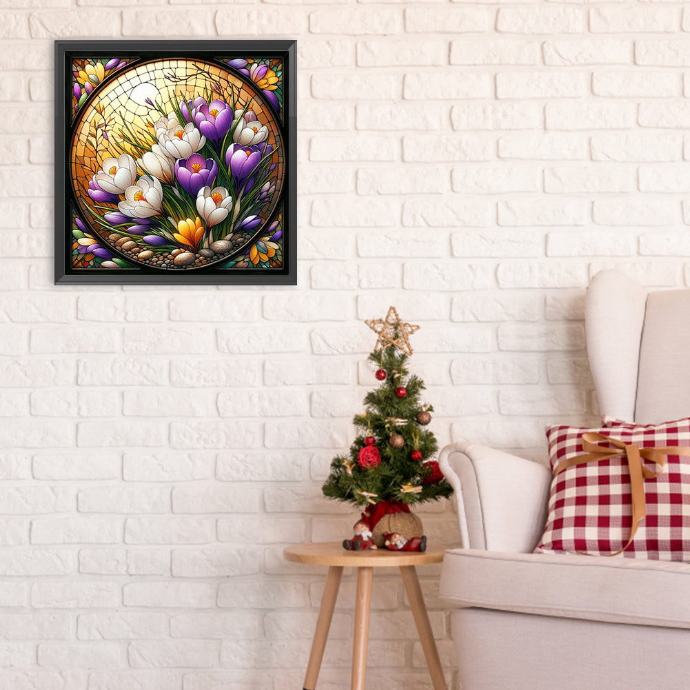 Glass Wind Magnolia - Full Round Drill Diamond Painting 30*30CM