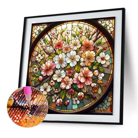 Glass Wind Flowers - Full Round Drill Diamond Painting 30*30CM