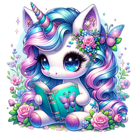 Reading Unicorn - Full Square Drill Diamond Painting 30*30CM