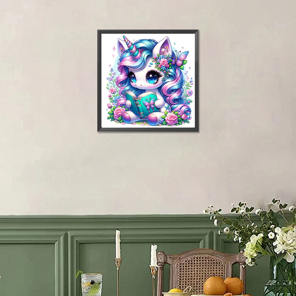 Reading Unicorn - Full Square Drill Diamond Painting 30*30CM