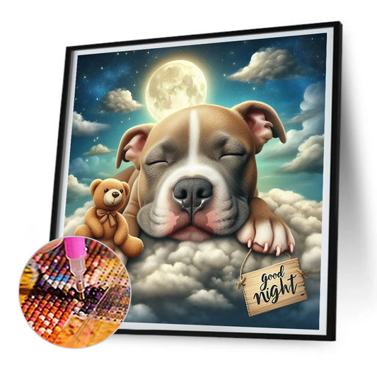 Good Night Bear And Puppy - Full Round Drill Diamond Painting 30*30CM