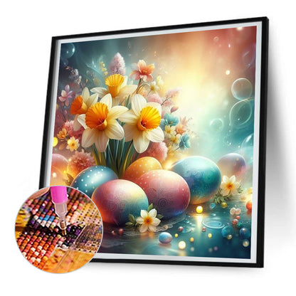 Easter Eggs With Daffodils - Full Round Drill Diamond Painting 30*30CM