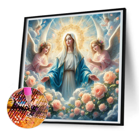 Flowers, Madonna And Angels - Full Round Drill Diamond Painting 30*30CM