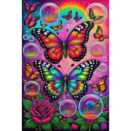 Garden Bubble Butterfly - Full Round Drill Diamond Painting 40*60CM
