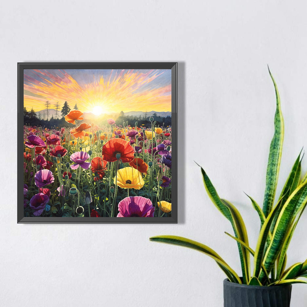 Poppy Flower Sea - Full Square Drill Diamond Painting 40*40CM