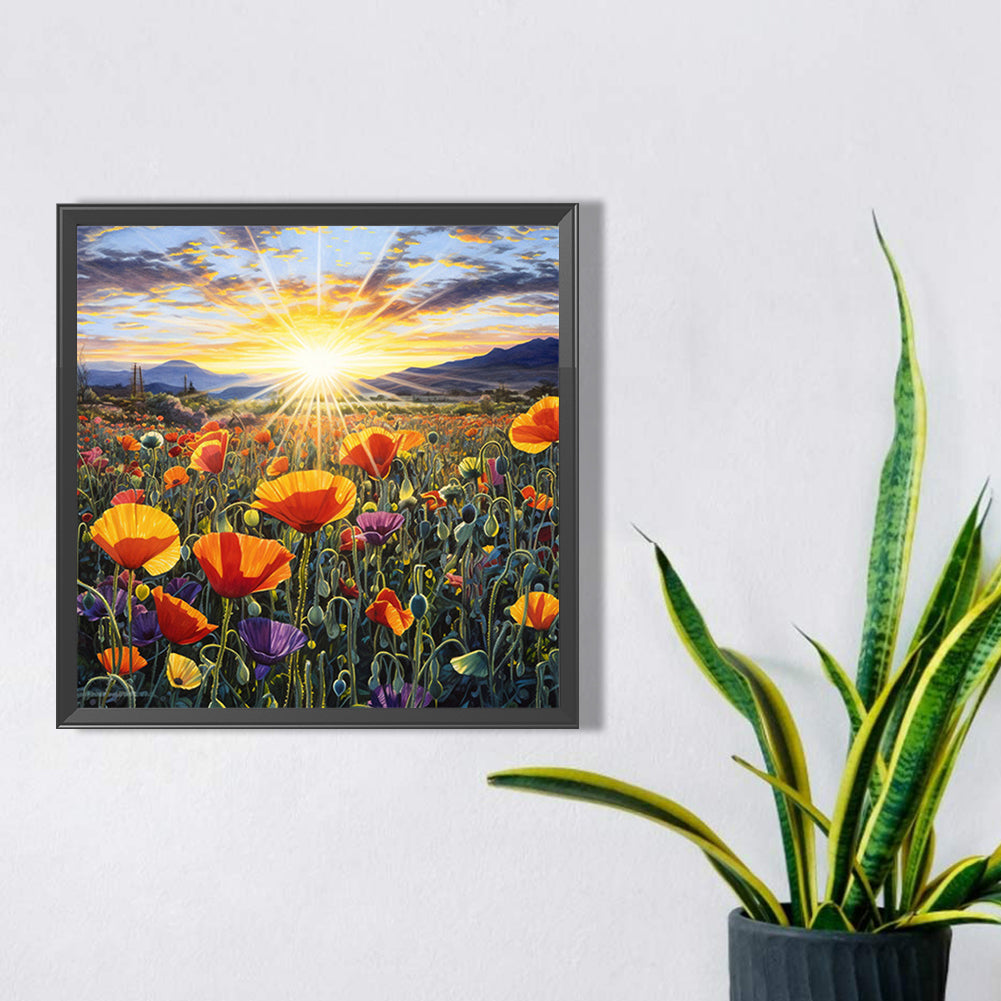 Poppy Flower Sea - Full Square Drill Diamond Painting 40*40CM