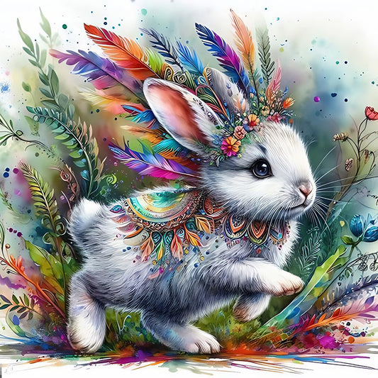 Indian Colorful Rabbit - Full Round Drill Diamond Painting 40*40CM