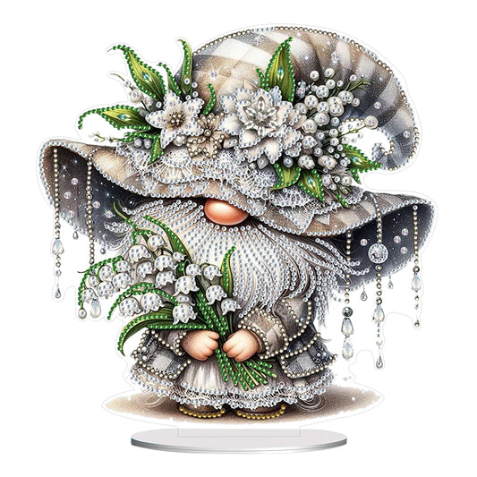 Gnome Double Sided Effect Diamond Painting Table Ornaments(Lily Of Valley Gnome)