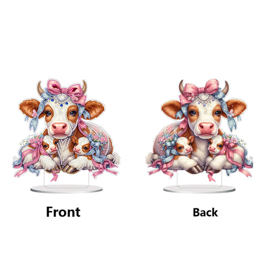 Double Side Special Shaped Cartoon Milk Cow Diamond Painting Desktop Decoration