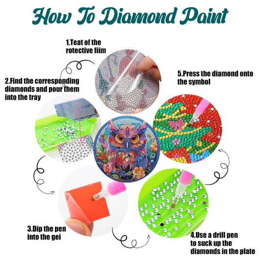 4Pcs Diamond Painting Coasters Colorful Animal DIY Diamond Art Crafts Projects