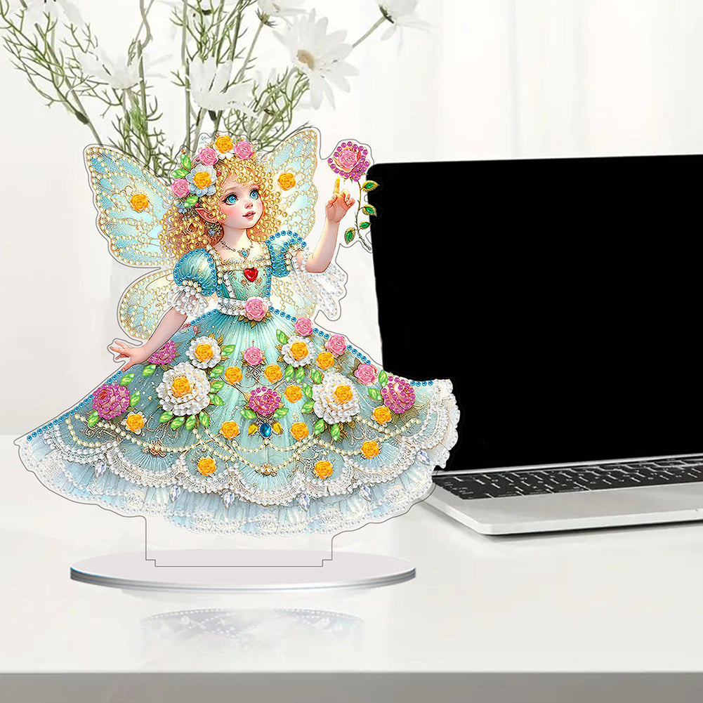 PVC Round Special Shaped Butterfly Fairy Diamond Painting Desktop Decorations