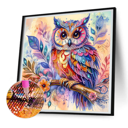 Indian Painted Owl - Special Shaped Drill Diamond Painting 30*30CM