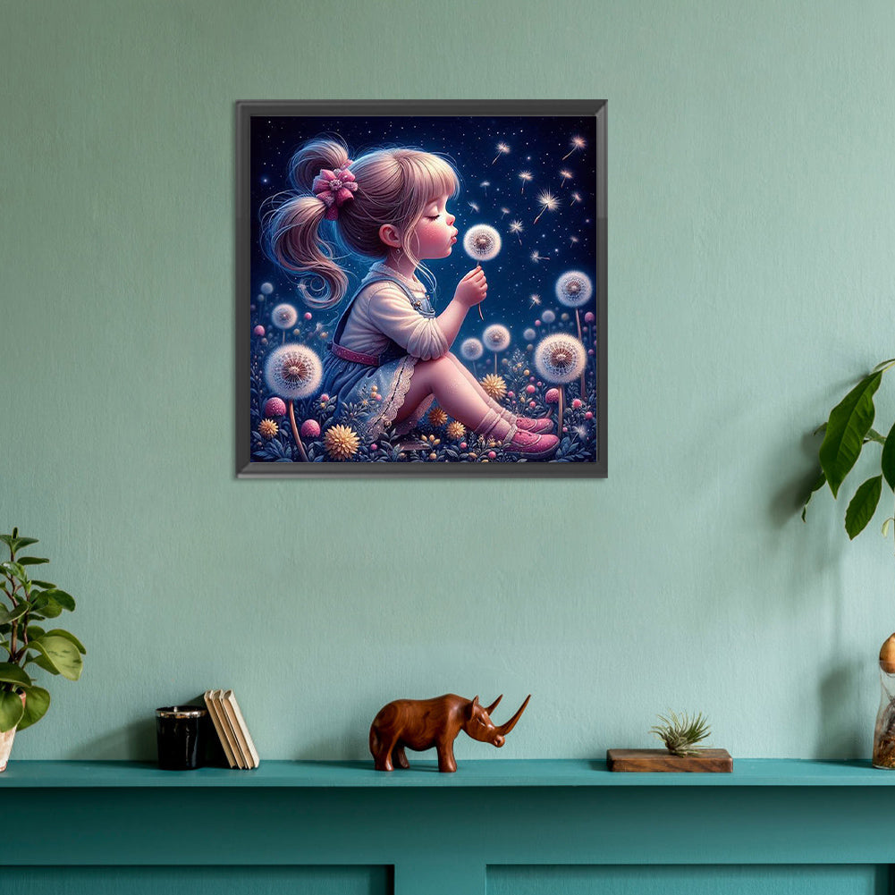 Dandelion Girl - Full Round Drill Diamond Painting 30*30CM