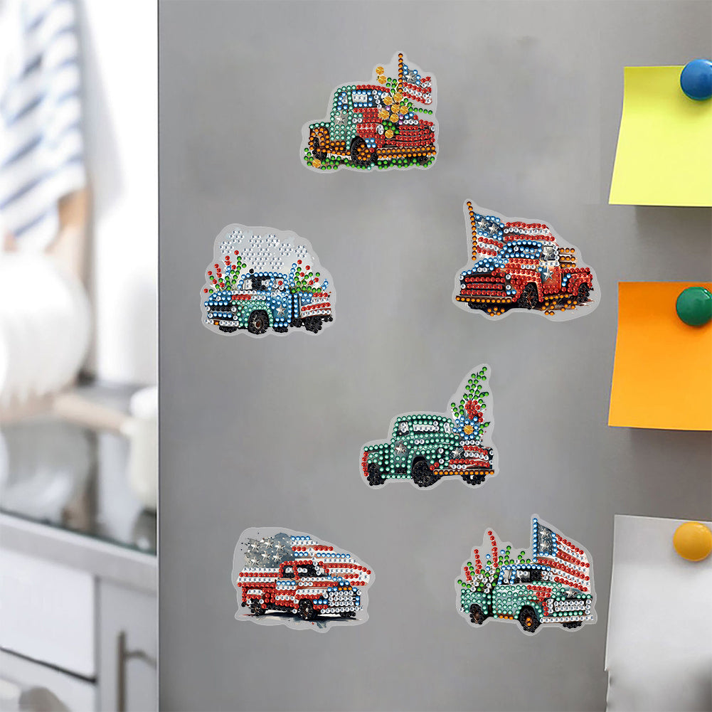 Special Shape American Car Diamond Painting Cartoon Fridge Magnetic Stickers