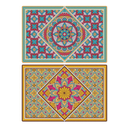 2Pcs Mandala Pattern Diamond Painting Placemat DIY Diamond Crafts Projects