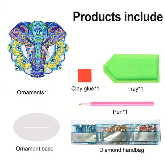 PVC Round Special Shaped Mandala Elephant Desktop 5D DIY Diamond Art Kits Decor