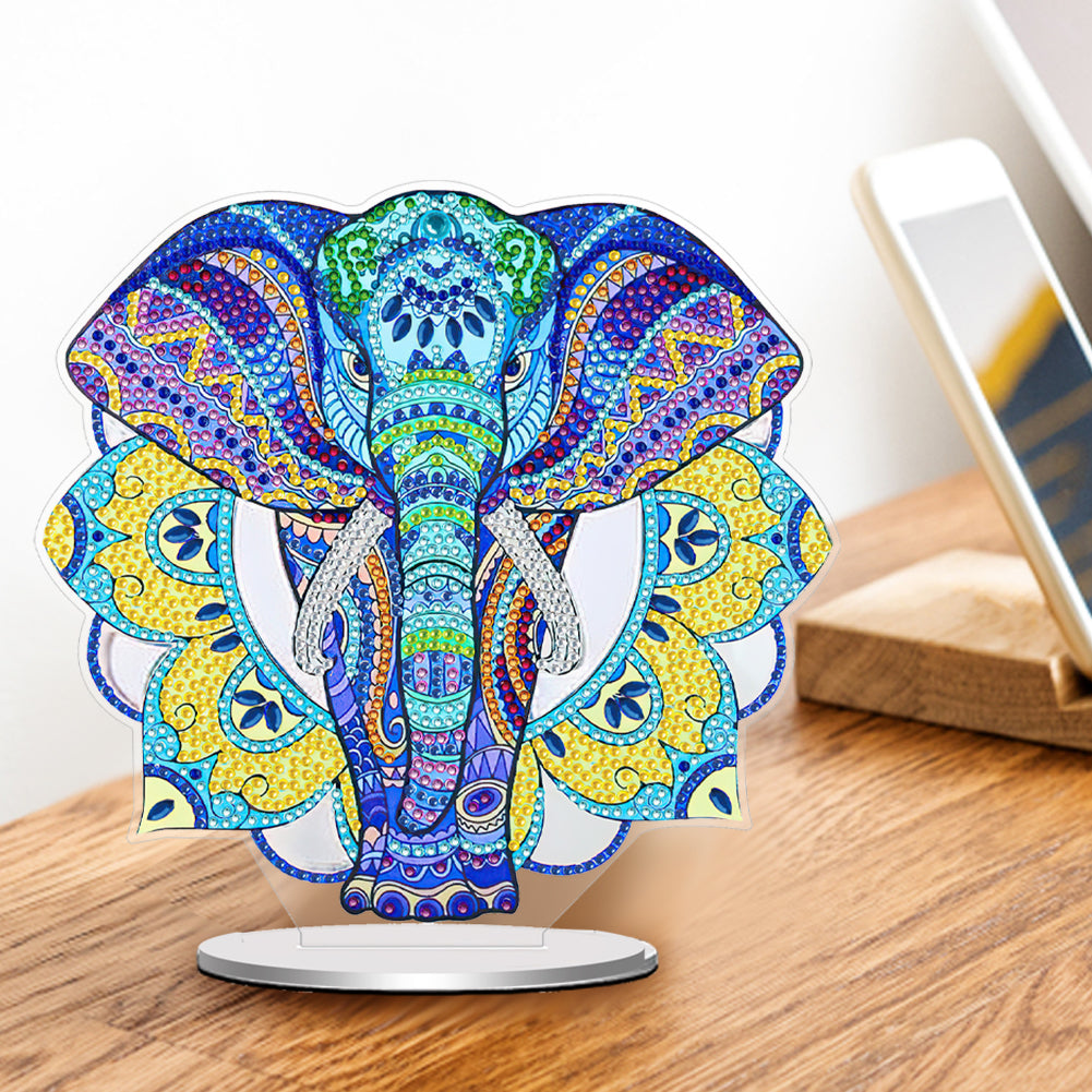 PVC Round Special Shaped Mandala Elephant Desktop 5D DIY Diamond Art Kits Decor