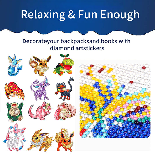 27Pcs Cartoon Diamond Painting Sticker Anime Characters Rhinestone Stickers