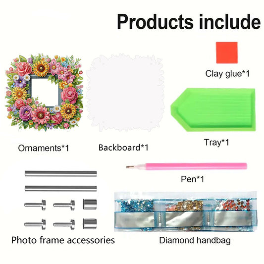 Special Shape Floral Diamond Painting Photo Frame Kits Bedroom Table Decor