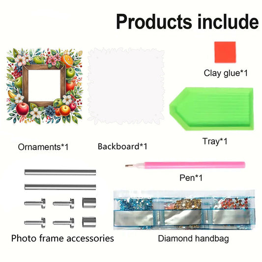 Special Shape Floral Diamond Painting Photo Frame Kits Bedroom Table Decor