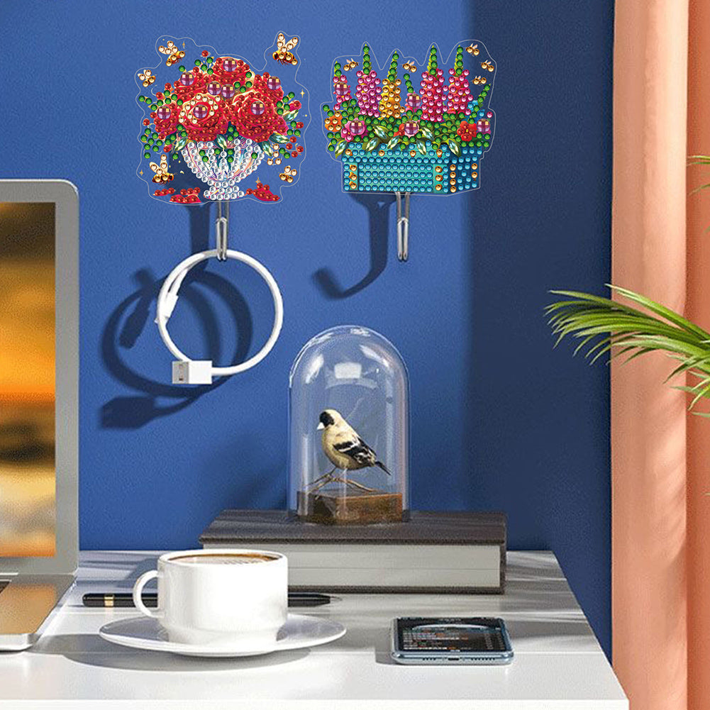 6Pcs Diamond Painting Hooks Diamond Art Craft Wall Hooks Home Decor (Flowers)