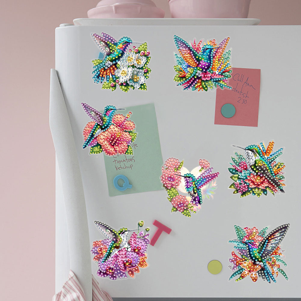 7Pcs Special Shape Acrylic Bird Diamond Painting Fridge Magnet Fridge Stickers