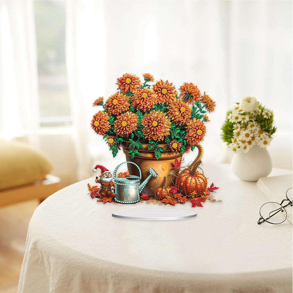 Special Shape Autumn Flower Desktop Diamond Art Kits Bedroom Table Decor