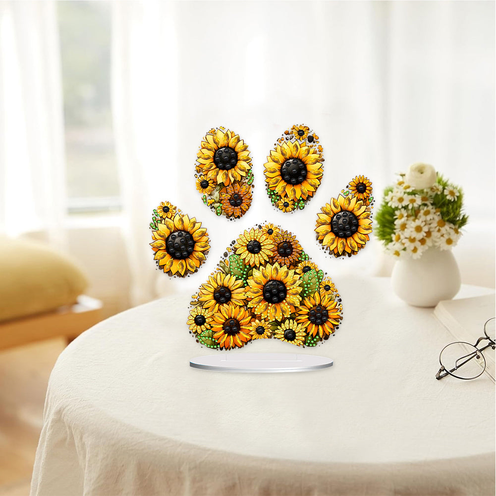 Special Shape Sunflower Paw Diamond Painting Desktop Decorations for Home Decor