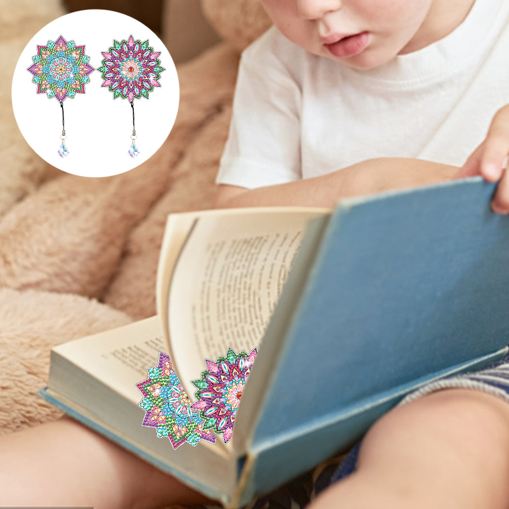 2Pcs Special Shape Colorful Mandala Diamond Painting Bookmark Art Projects