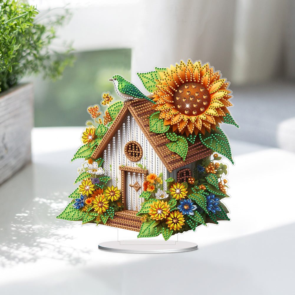 Sunflower Cottage Acrylic Special Shape DIY Diamond Painting Desktop Ornaments