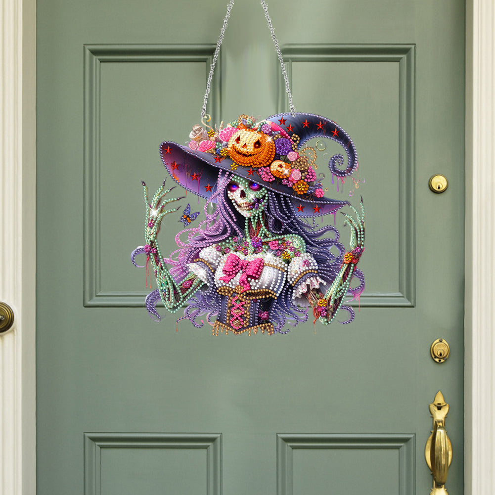 Acrylic Special Shaped Pumpkin Witch Hanging Diamond Art Kits Bedroom Decoration