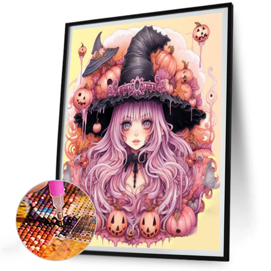 Pumpkin Witch - Full Round Drill Diamond Painting 30*40CM