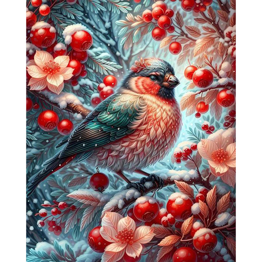 Winter Red Fruit Bird - Full Square Drill Diamond Painting 40*50CM