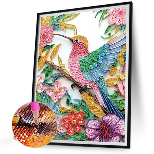 Flowers Hummingbird - Special Shaped Drill Diamond Painting 30*40CM
