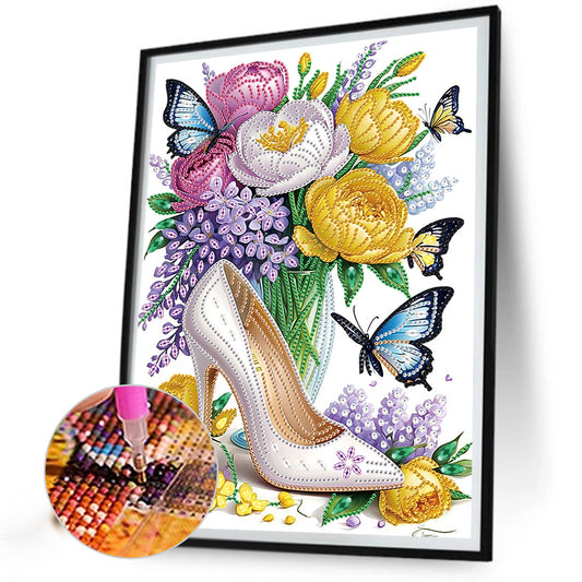 Flower High Heels - Special Shaped Drill Diamond Painting 30*40CM
