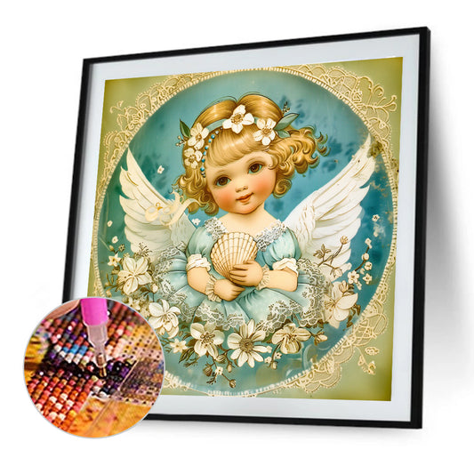 Fashionable Shell Angel Girl - Full Round Drill Diamond Painting 40*40CM