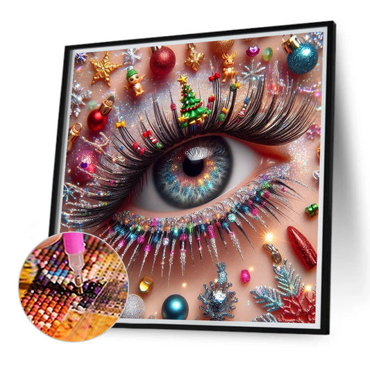 Christmas Eyeshadow Eyes - Full Round Drill Diamond Painting 40*40CM