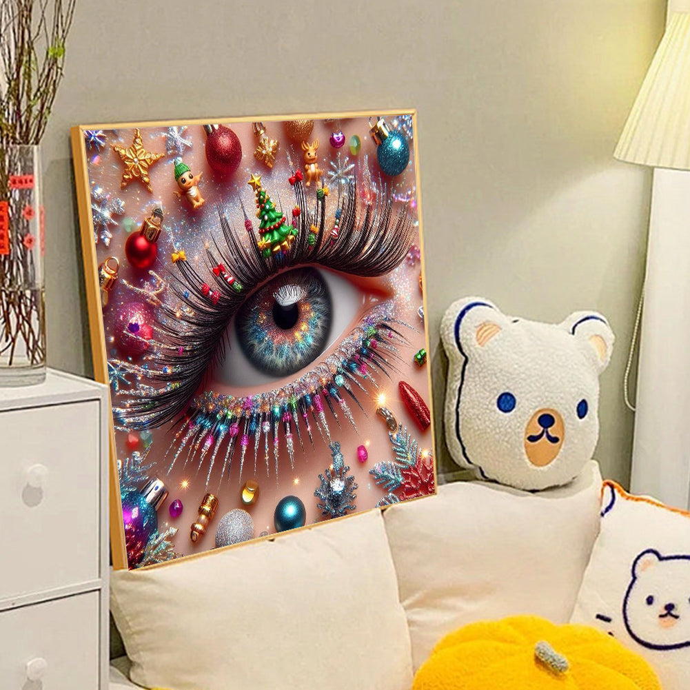 Christmas Eyeshadow Eyes - Full Round Drill Diamond Painting 40*40CM