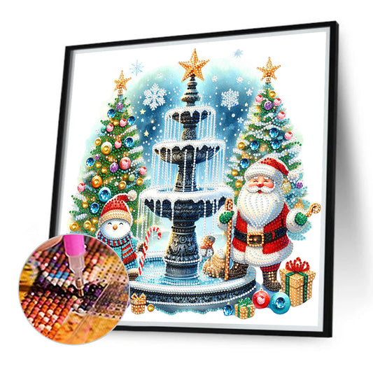 Christmas Fountain - Special Shaped Drill Diamond Painting 40*40CM