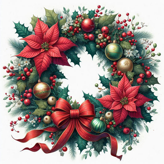 Christmas Wreath - Full Square Drill Diamond Painting 30*30CM