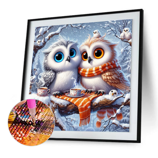 Winter Owl - Full Round Drill Diamond Painting 30*30CM