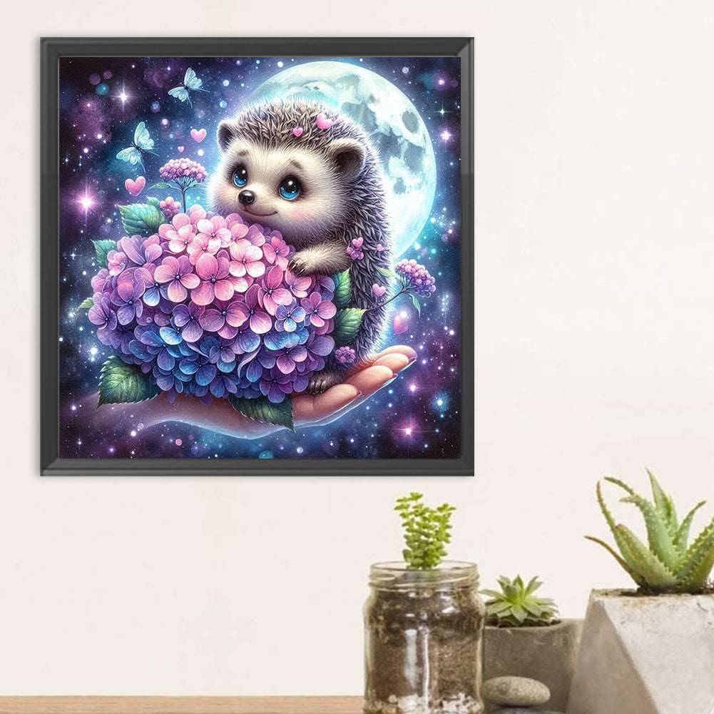 Hedgehog And Flowers - Full Round Drill Diamond Painting 30*30CM