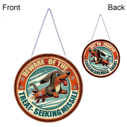 Thanksgiving Diamond Painting Hanging Pendant Window Decor (Hot Dog Dachshund)