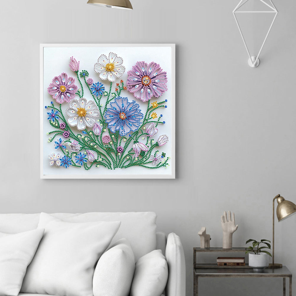 Paper Quilling Flowers - Partial Special-Shaped Drill Diamond Painting 30*30CM