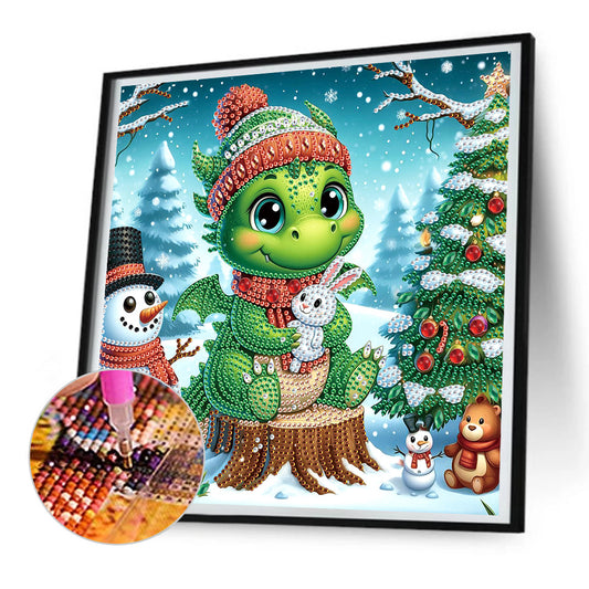 Christmas Pterosaur - Partial Special-Shaped Drill Diamond Painting 30*30CM