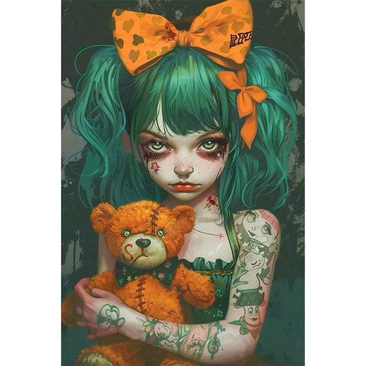 Bear Doll And Girl - Full AB Round Drill Diamond Painting 40*60CM