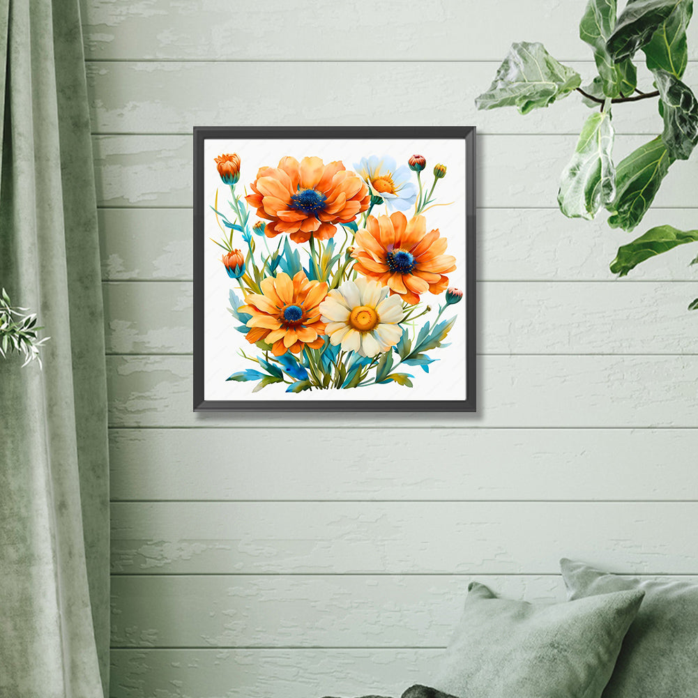 Orange Daisy - Full Square Drill Diamond Painting 30*30CM