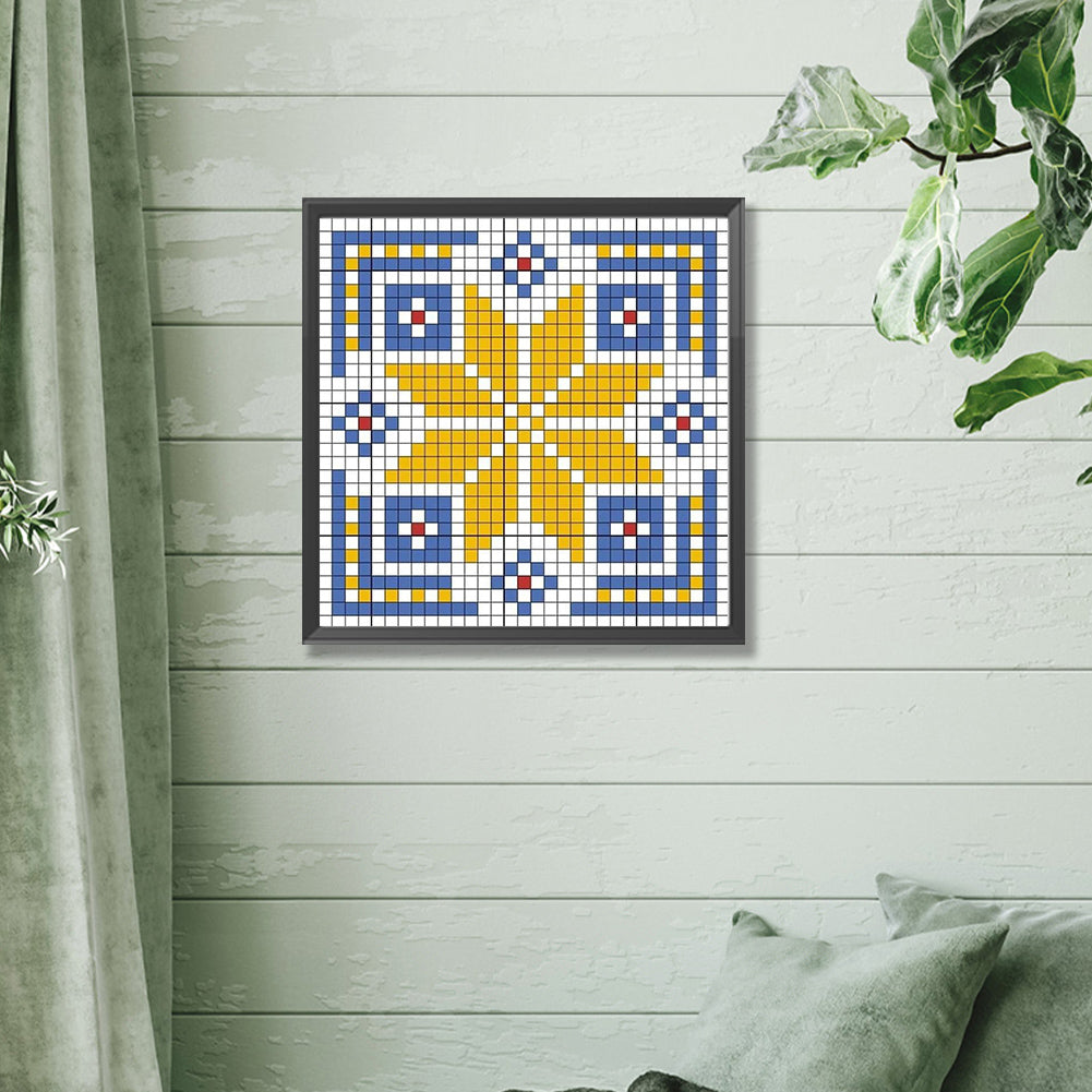 Blue And Yellow Mosaic - Full Square Drill Diamond Painting 30*30CM